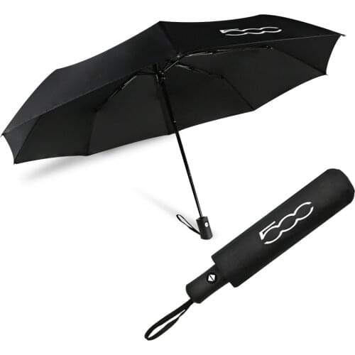 Black Car Logo Umbrella 500 Emblem For FIAT PUNTO 500X 500 500L Car Styling Automatic Umbrella Sunshade Windproof Umbrella