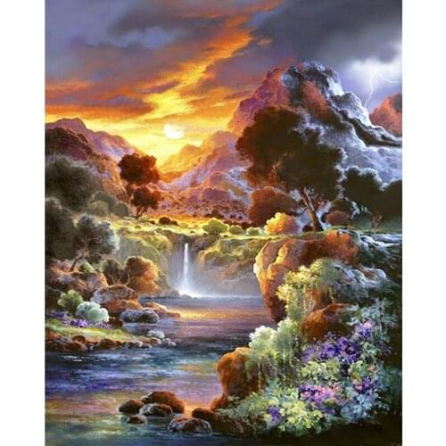 DIY Diamond Painting Landscape 5D Diamond Embroidery Cross Stitch Full Square/Round Mosaic Needlework Home Decor Round Love Gift