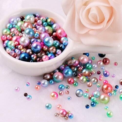 Multi Size 3-8mm Mermaid Gradients ABS Natural Pearls No hole Round Acrylic Imitation Pearl Beads For Jewelry Making Nail Art
