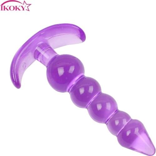 IKOKY G-spot Jelly Anal Plug Adult Sex Toys For Woman Men Gay Silicone Butt Plug Anal Beads Prostate Massager Sex Machine