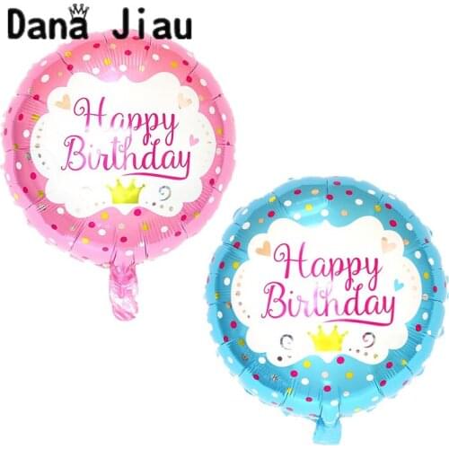 Dana jiau 18inch baby boy girl Happy Birthday letter helium foil balloon PINK BLUE heart baby shower party decoration crown