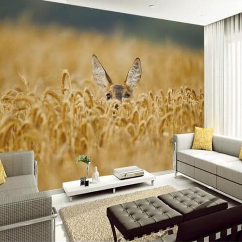Creative Wallpaper painting Grassland retro Art Mural removable vinyl deer decals wall stickers Living Room Home Decor