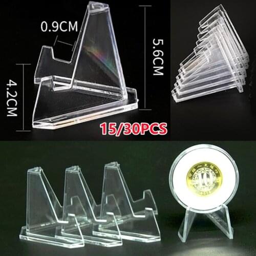 15/30pcs/set Acrylic Small Round Box Coin Badge Display Stand Coin Collection Supplies Challenge Coins Capsule Medal Holder