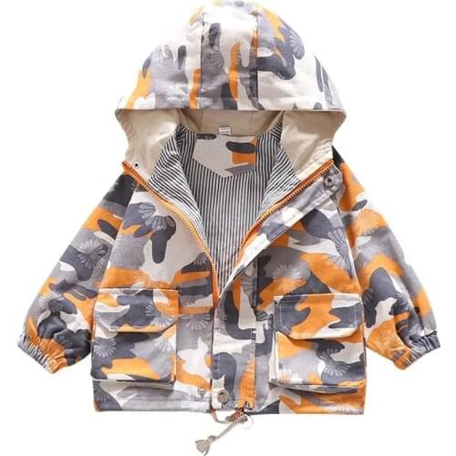 Boys Hooded Jacket Spring Autumn Coat 2021 New Fall Winter Childrens Cotton Jacket Kids Autumn Baby Boy Camouflage Windbreaker