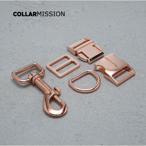 Metal buckle+Tri-Glid+D ring+metal dog clasp/set) Engraved 25mm for dog collar set harness good quality DIY parts