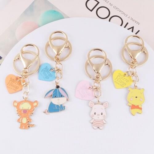 Disney Cartoon Figure Metal Keychain Creative Disney Princess Cute Winnie The Pooh Tiger Eeyore Piglet Pendant Accessory Gifts