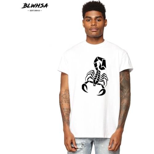 BLWHSA Scorpion Printed T Shirt Men Fashion Casual Short Sleeve Cotton Funny T-shirt Scorpion Printing Brand For Male Plus Tops