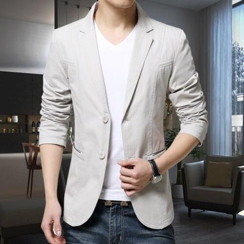 Men Blazer 2020 New Spring And Autumn Male Leisure Suit Slim Plus Size Outerwear Fashion Korean Style Black khaki Gray X01