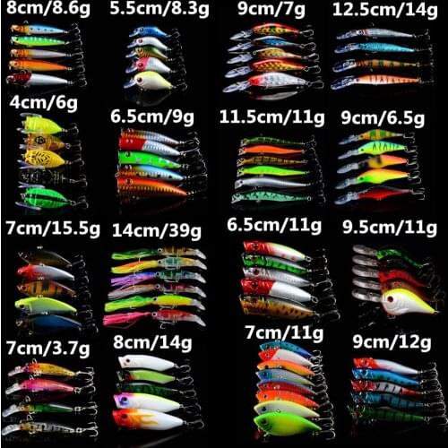 83pcs/lot Fishing Lures Set Mixed 16 Varisized Style Wobblers Fishing bait Minnow/Crank/VIB/Poper/Pencil and Squid lure mixed