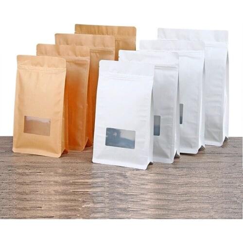 New 25pcs/lot White/Kraft Paper Small Window Bag Snack Biscuit Window Foil Gift Pouch Coffee Beans Nuts Tea Storage Package Bags