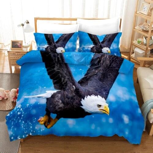 3D Eagle Pattern Duvet Cover Queen Size Flying Animals Printed Bedding Set Feather Owl Decor Comforter Cover Theme Quilt Cover
