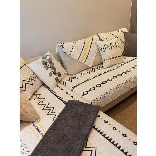 Nordic Modern Sofa Cushion Cotton Simple Cloth Living Room Seat Cushions Four Seasons Universal Non-Slip Sofa Cover Cover