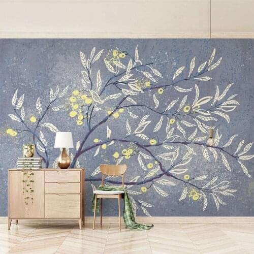 Custom Mural Wallpaper Chinese Style 3D Stereo Branches Leaves Fresco Living Room Bedroom Home Decor Background Wall Painting 3D