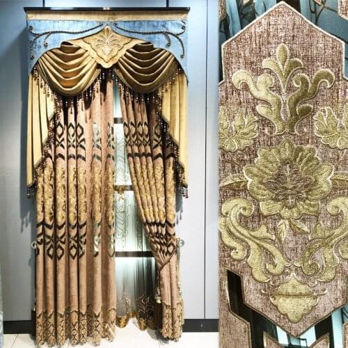 Luxury European Niel Water-soluble Embroidery Semi-shading Curtains for Living Dining Room Bedroom