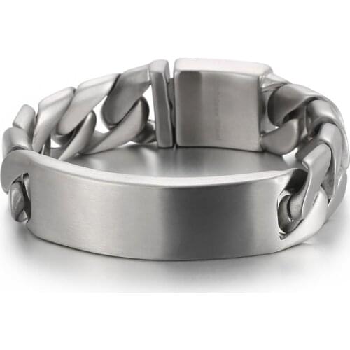 Hiphop Mens Wide Cuban Link Chain Charm Bracelet Stainless Steel Heavy Punk Male Bangle Design Jewelry