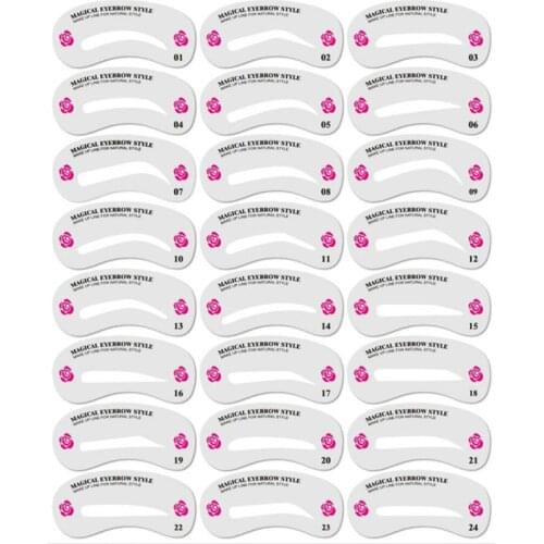 24 Styles Eyebrow Shaping Stencils Grooming Kit Makeup Shaper Set Template Tool l For Women Beauty Thrush tool