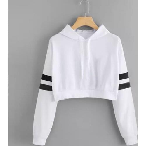 Cropped hoodie Womens Casual Solid Long Sleeve Hoodie Sweatshirt Hooded Pullover Tops Blouse harajuku hoodie sudadera mujer