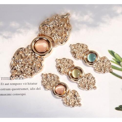 High Quality Fashion 1pcs Metal Opal Butterfly Button Cheongsam Cloud Shoulder Cloak Stand Collar Button