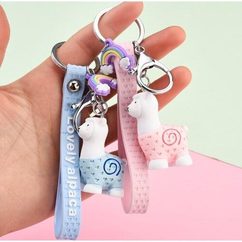 WANGAIYAO new alpaca cartoon key chain ring cute doll key chain pendant car bag accessories creative small gifts