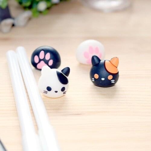 1pc Creative Cartoon Cute Orange Ear Cat Cat Scratch Pen School Pens Black Students Pen Stationery Wholesale