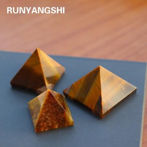 1pc Natural crystal original yellow tiger eye Healing stone Crystal Pyramid handicraft ornaments Crafts Of Gem Stone