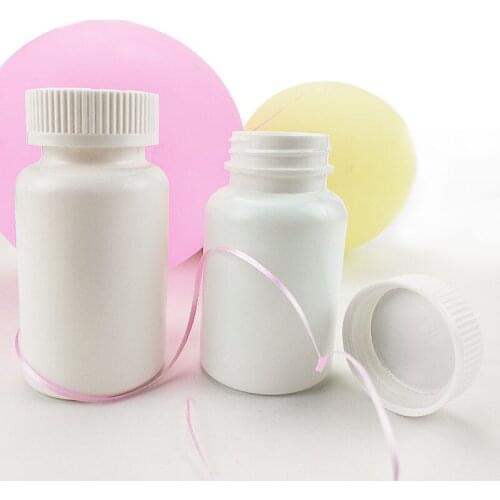 50pcs 150cc 150ml HDPE White Plastic Capsules Pill Bottles Medicine Bottles with CRC Caps