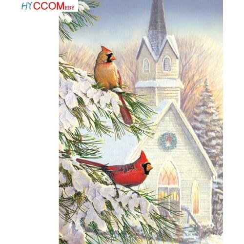 DIY 5D Diamond Painting Snowy House & Bird Full Square Diamond Mosaic Embroidery Sale Picture Of Rhinestones For Festival Gifts