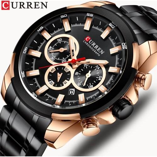 Curren new top brand business mens watch fashion sports quartz watch chronograph waterproof quartz watch Relogio Masculino 2019