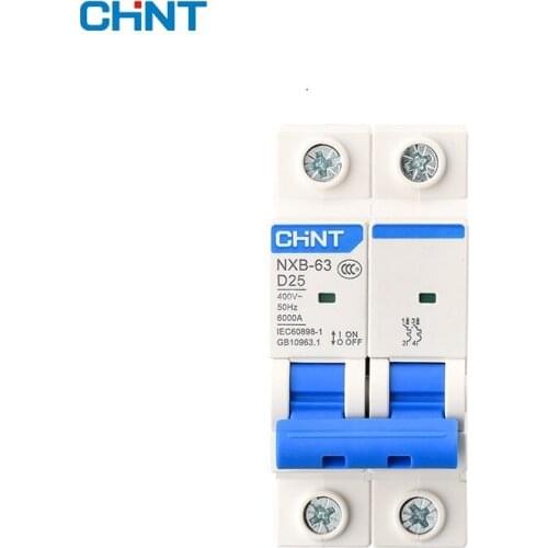 CHNT NXB-63 Miniature circuit breaker MCB 6kA type D 2P 380V 400 V 415V 1A 2A 3A 4A 6A 10A 16A 20A 25A 32A 40A 50A 63A