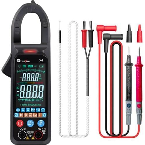 Digital Clamp Meter 6000 Counts NCV AC Voltage Current Continuity Resistance Diode Frequency Capacitance Temperature Clamp Meter