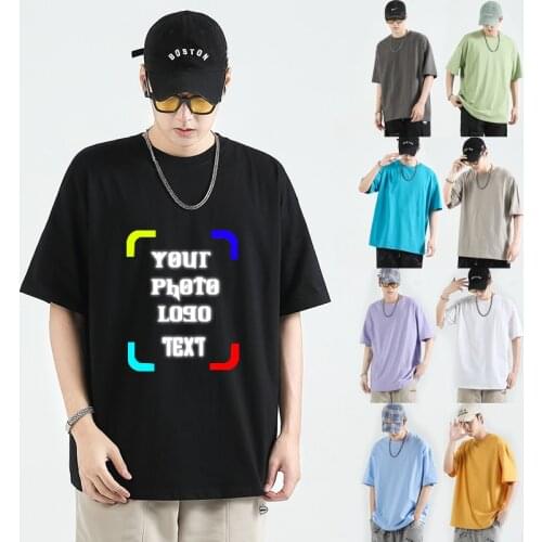 Custom Logo Free print production Your Exclusive Design Tshirt Unisex high quality 100% Cotton tee-shirt women top Summer tees