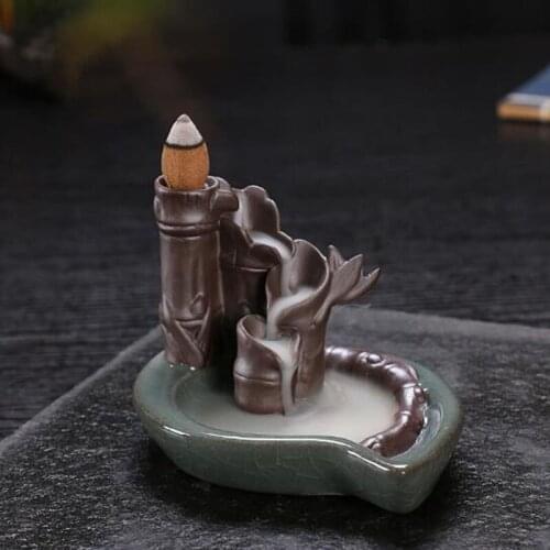 Creative Ceramic Bamboo Censer Implied Meaning High Rise Backflow Incense Burner Calm Nerves Fresh Air Home Decor