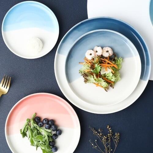 Creative gradient Nordic ceramic tableware Western plate steak plate pasta plate family hotel dinner plates