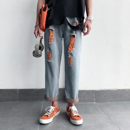 Summer Jeans Men Denim Blue Men Clothing Distressed Mens Jogger Pants Hip Hop Harem Streetwear Man Loose Trousers Ripped Jeans