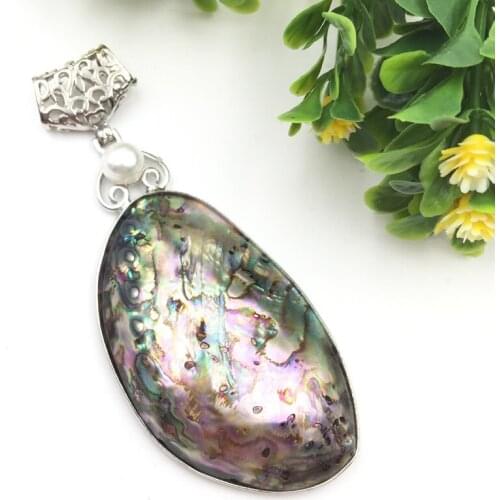 Multicolor Abalone Shell Pendant Natural New Zealand Abalone Paua Shells Oval Shape Pendants 32x60mm DIY Jewelry Findings A112