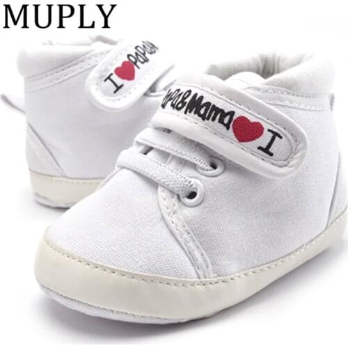 0-18M Baby Mocassins Infant Toddler Baby Boys Girls Print Letter Love PAPA&MAMA Soft Sole Canvas Sneaker Anti-Slip Newborn Shoes