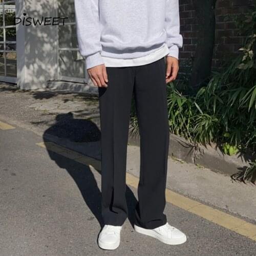 MenS Straight Loose Suit Pants Korean All-Match MenS Spring Suit Pants Loose Cropped Slim-Fit MenS Trousers Wide Leg Pants