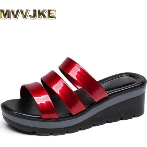 MVVJKELarge33-43ladies summer slippers slides stylish wedge heels breathable women cool slippers beach women non-slip beach shoe