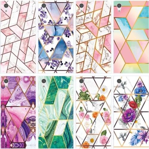 Soft Phone Case for Sony Xperia XA1 G3112 G3116 G3121 G3123 G3125 Funda Glossy Silicone Phone Back Cover Geometric Marble