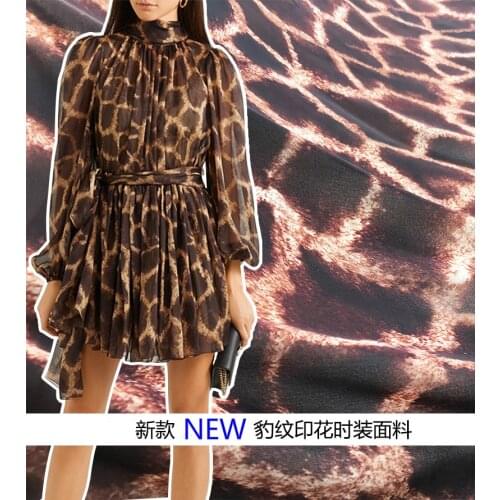 Spring and summer new leopard print handmade diy custom clothing fabric dress chiffon printing fabric polyester clothing cloth