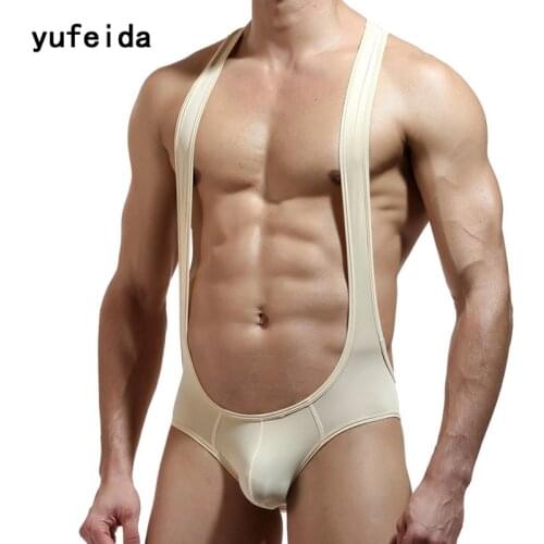 New Mens Sexy Underwear Overalls Briefs Bikini Low Waist Bodysuit Underpants Penis Pouch Soft Undershirts Jumpsuit Nightwear