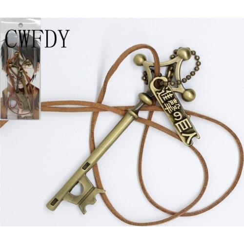 Attack on Titan Pendant Necklace Shingeki no Kyojin Anime Rope Chain Necklace White Enamel Game Chaveiro For Boy Birthday Gifts