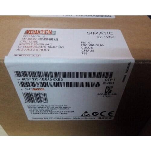 Original Simatic 6ES7215-1BG40-0XB0 6ES7 215-1BG40-0XB0 S7-1200 Compact CPU AC/DC/relay 1215C 6ES72151BG400XB0 New in Sealed Box