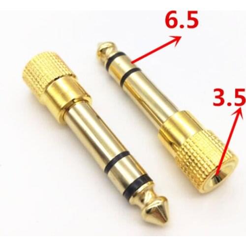 2pcs 6.5mm Male to 3.5mm Female Jack Plug Audio Headset Microphone Guitar Recording Adapter 6.5 3.5 Converter Aux Gold Plated