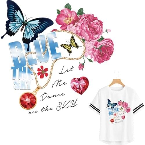 Transfer Iron-On Flower Patches A-Level Washable Diy Vinyl Thermal Press Hoodies Tops Punk Patch Woman Girl Sticker