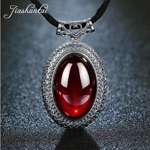 JIASHUNTAI Retro 100% 925 Sterling Silver Pendant For Women Natural Precious Stones Vintage Thai Silver Necklace Pendant Jewelry