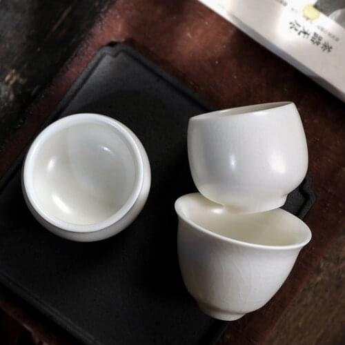 Ru Ware Natural Crack Supportable Porcelain Master Cup Single Cup Single Ivory White Tea Cup Yuru Kung Fu Tea Set Teacup Bowl