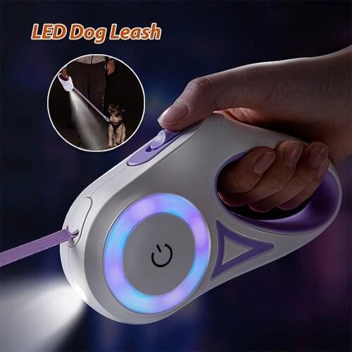 Automatic Retractable Dog Collar Dog leads Dog Traction Rope LED luminous puppy walking running Outdoor training Dog accessories