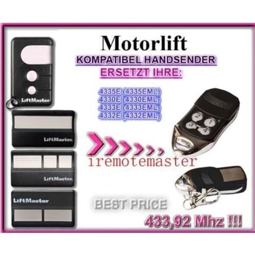 Motorlift 4335E (4335EML),4330E (4330EML),4333E (4333EML),4332E (EML) replacement remote control beautiful