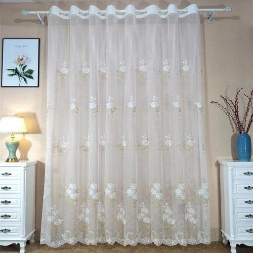 Luxury Embroidered White Curtains Gold Leaves Delicate for Bedroom Sheer Lace Bottom Drapes